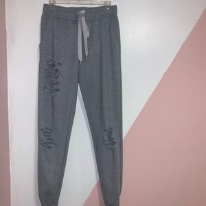 ripped grey joggers 🤍